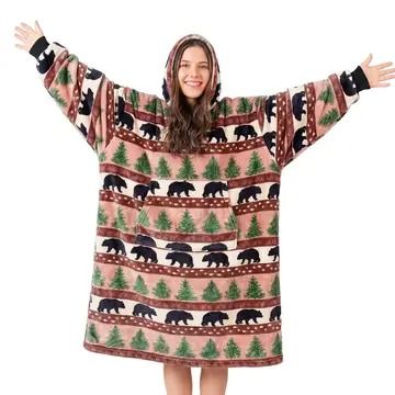 Prints and Pinecones Hooded Blanket