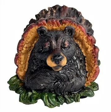 Bear in Log Sleeping Figurine