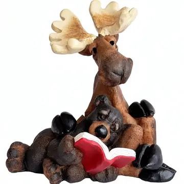 Moose with Bear Figurine