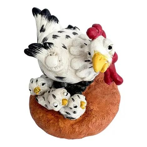 Hen with Chicks Figurine White