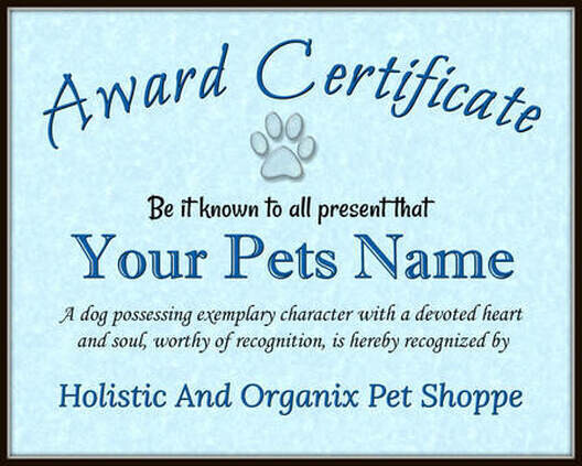 Award Certificate - emailed