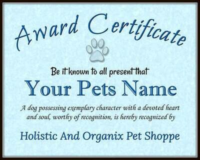 Award Certificate - emailed