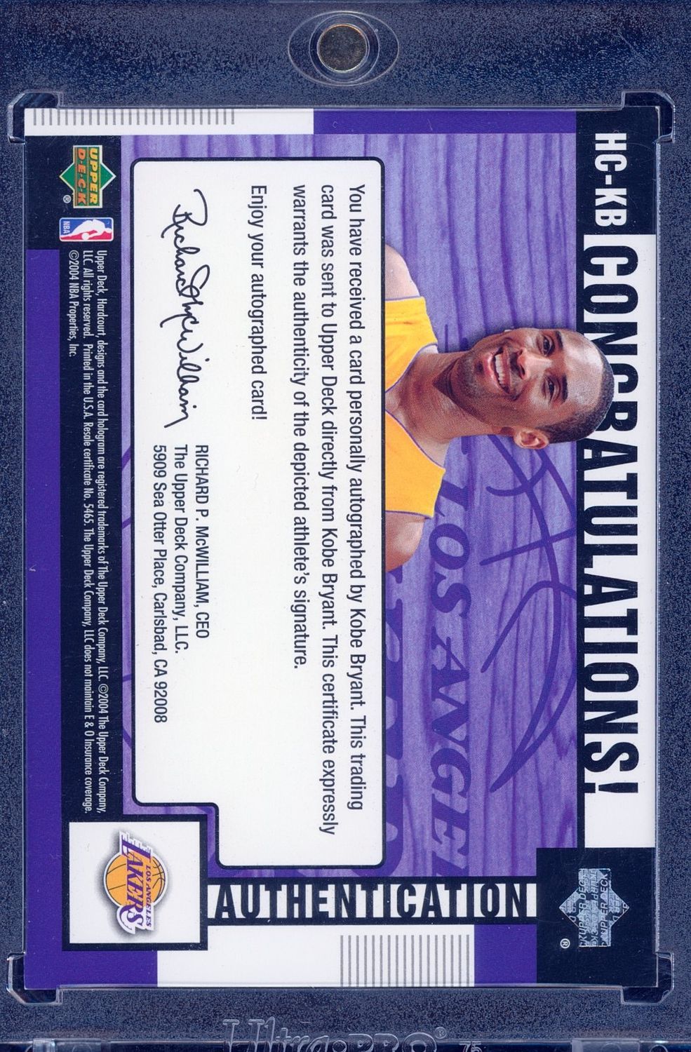 2004 Kobe Bryant SP UD Hardcourt Hardwood Commemoratives