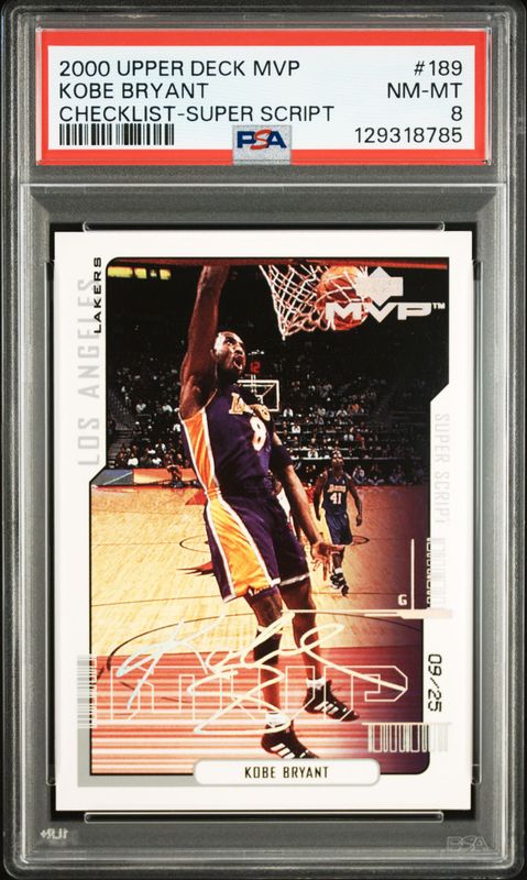 2000 Kobe Bryant UD MVP Checklist-Super Script PSA 8 / Cert: 129318785