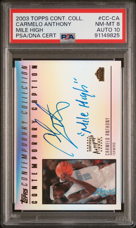 2003 Carmelo Anthony Topps Contemporary Collection Caption Auto Mile High PSA 8 Auto 10 / Cert: 91149825