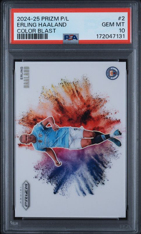 2024-25 Erling Haaland Prizm Premier League Color Blast PSA 10 / Cert: 172047131