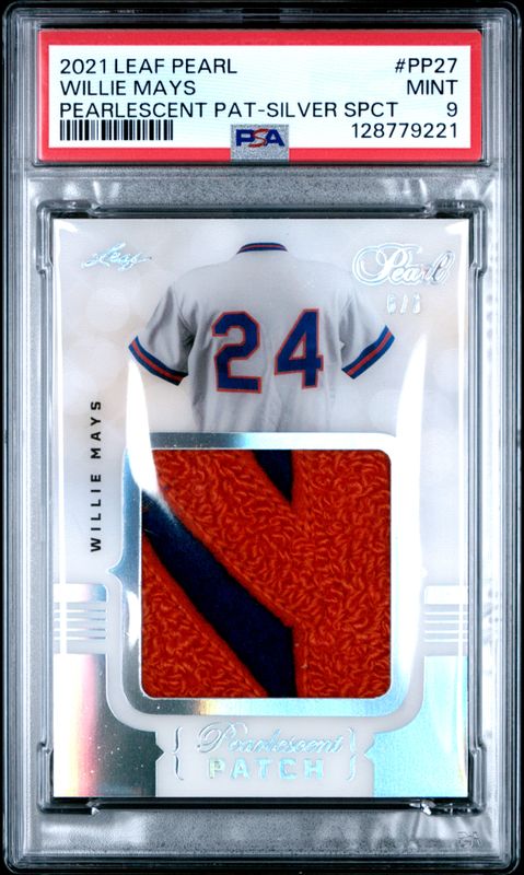 2021 Willie Mays Leaf Pearl Pearlescent Patch Silver Spectrum PSA 9 / Cert: 128779221