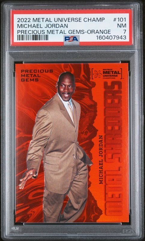 2022 Michael Jordan Skybox Metal Universe Champions Precious Metal Gems-Orange PSA 7 / Cert: 160407943