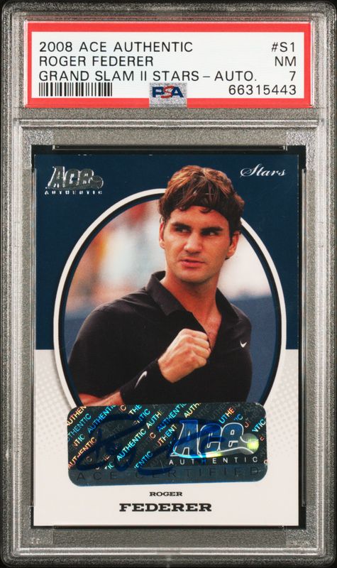 2008 Roger Federer Ace Authentic Grand Slam II Stars Auto-Silver PSA 7 / Cert: 66315443