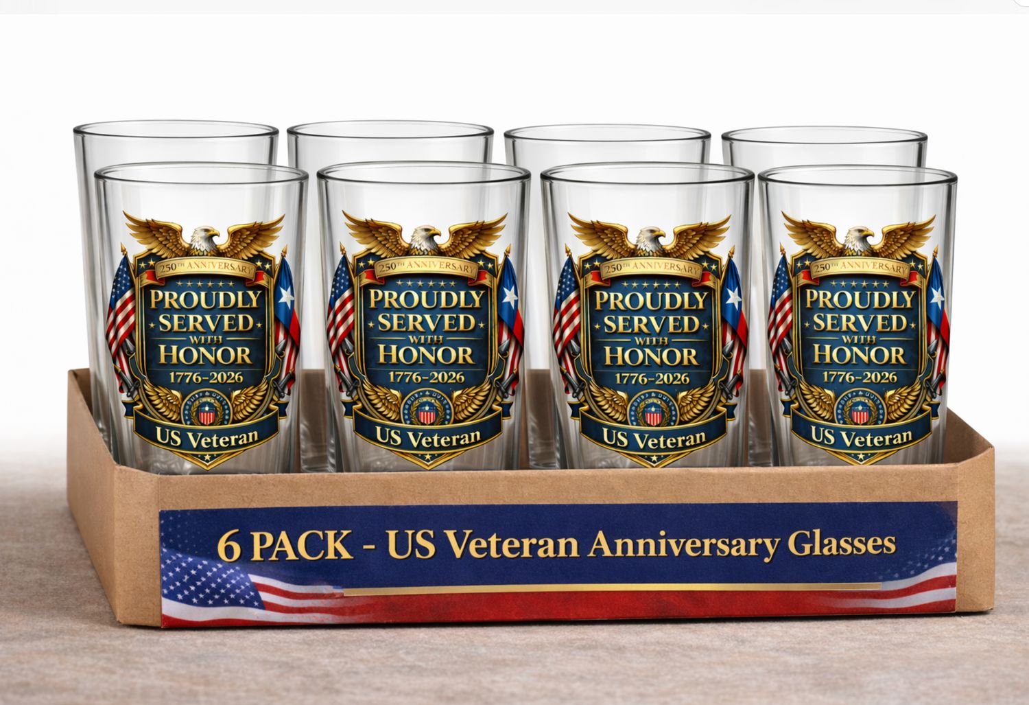 250th Anniversary Glasses (Set of 6) Tray not included