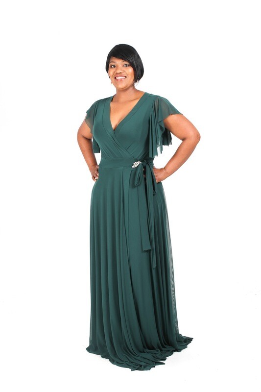 Jacoba Plus Size Wrap dress with Flutter Sleeve