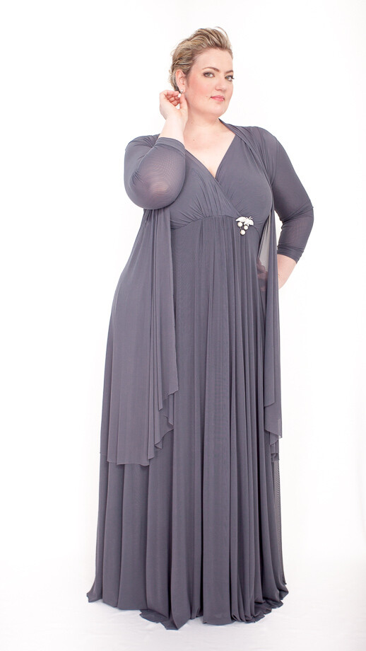 Judi Plus Size Sleeveless Dress with sheer mesh Donna Jacket