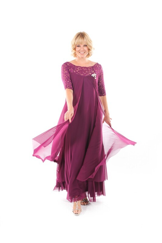 Erica Evening Dress with Elbow Sleeve