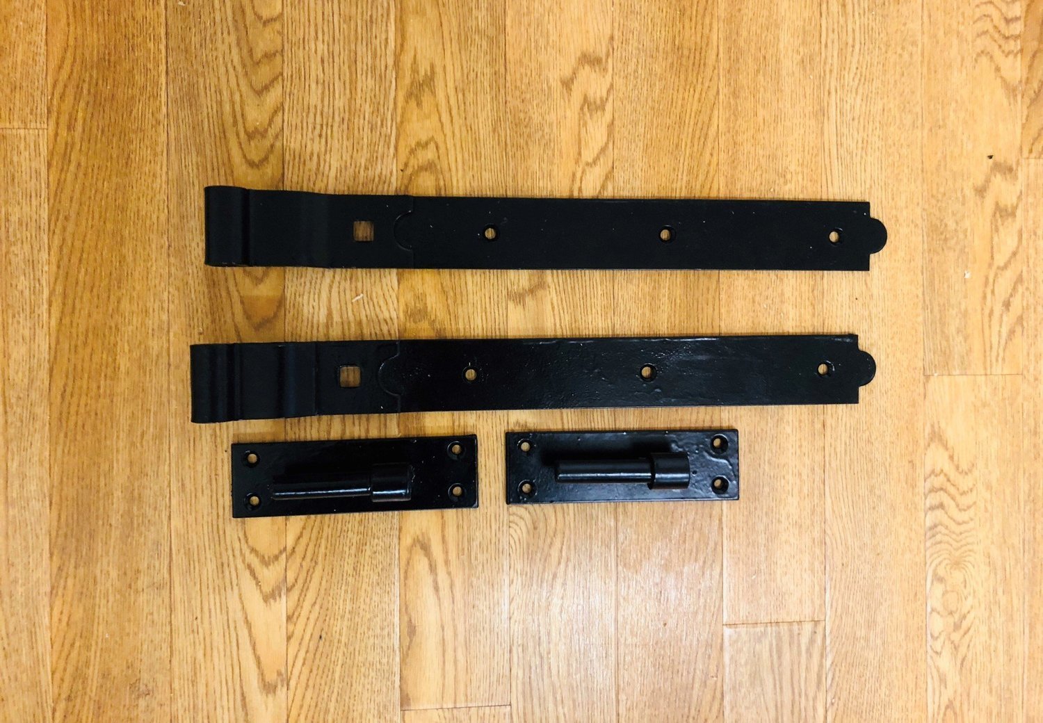 Cranked Hook & Band Hinges, Pair (BLACK ) 12" (300mm)