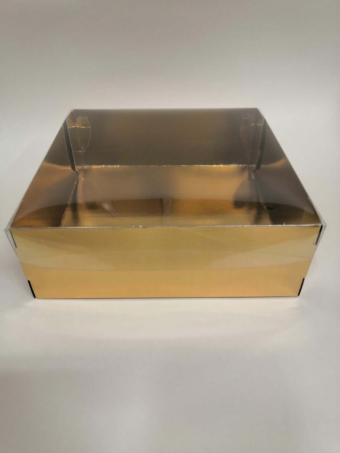 Коробка с прозрачной крышкой золото 20*20*7 см