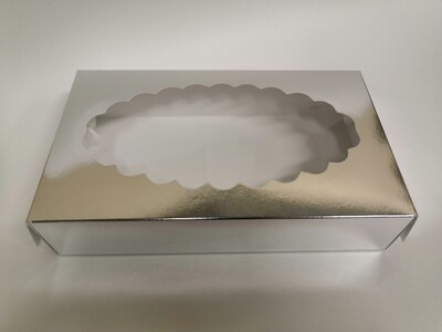 Коробка для эклеров с окном серебро 24*14*5 см
