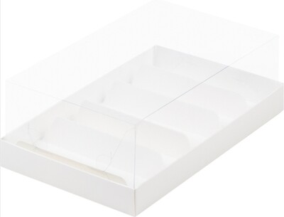 Коробка для эклеров и пирожных с прозрачным куполом и 5 ложементов 22*13,5*7