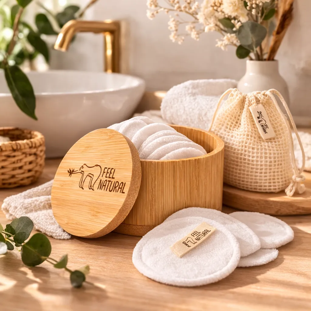 Wasbare make-up pads van bamboe met doos