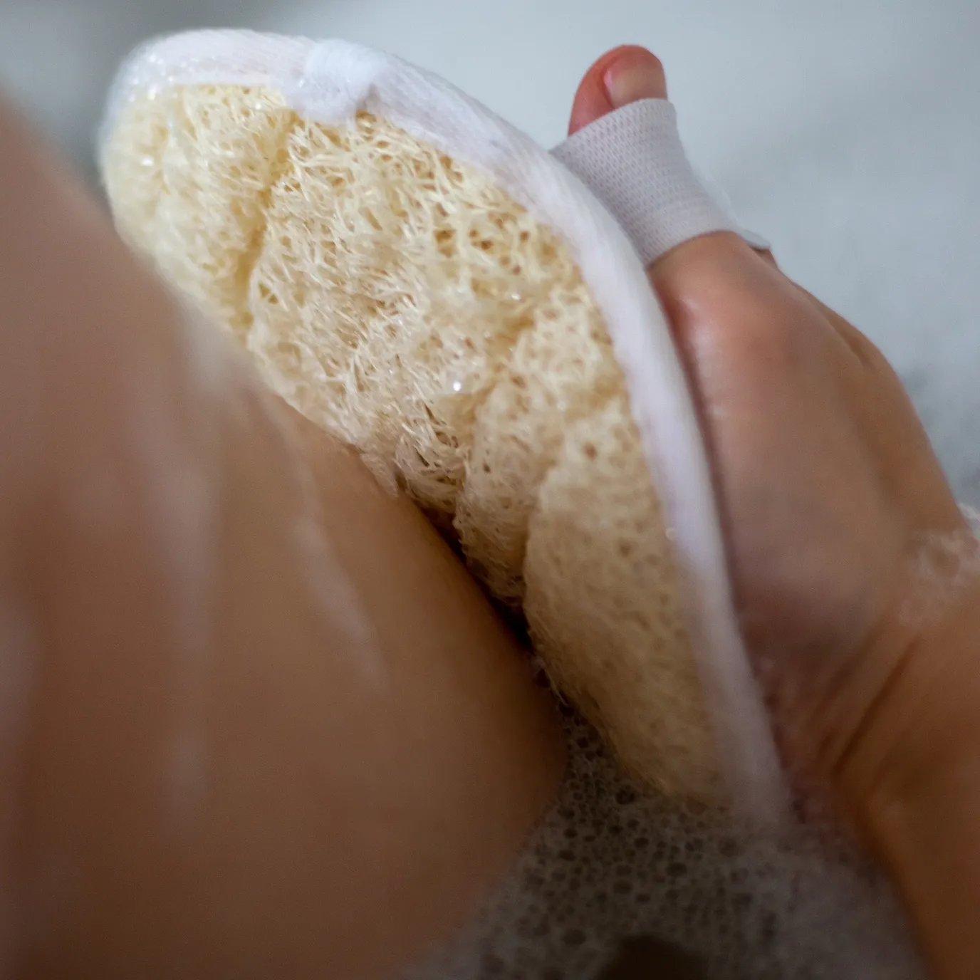 Loofah body scrub pad voor verzorging, zelfbruiner en waxen