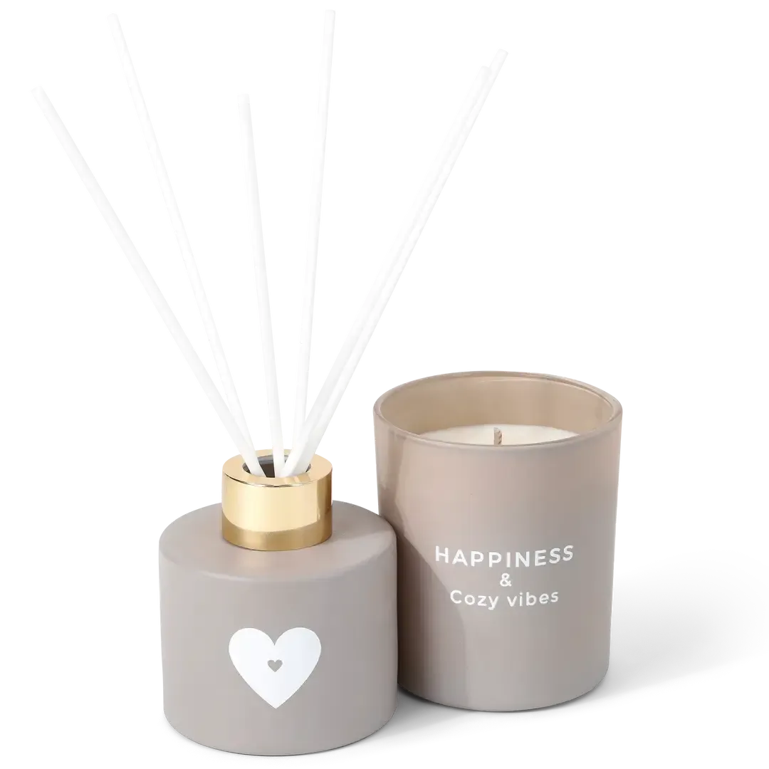 Kaars- en diffusercadeauset - Geluk en warme sfeer