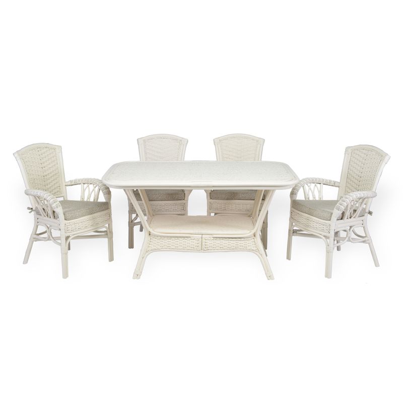 ALEXA Premium Rattan Dining Set: Oval Table &amp; 4 Armchairs