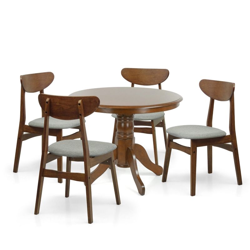 Dining Set: Rolf Table Brown _ 96.5cm & 4 Yumiko Chairs Brown Dining Set: Rolf Table Brown _ 96.5cm & 4 Yumiko Chairs Brown