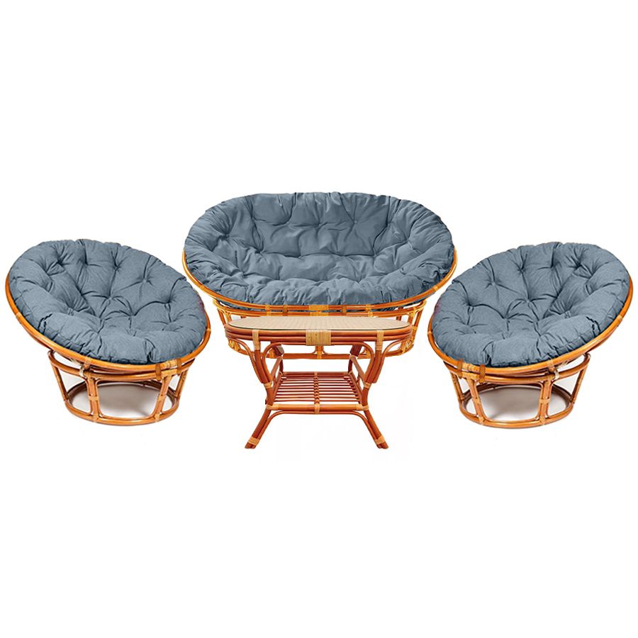 Rattan Lounge Set: Sofa, 2 Armchairs &amp; Oval Coffee Table