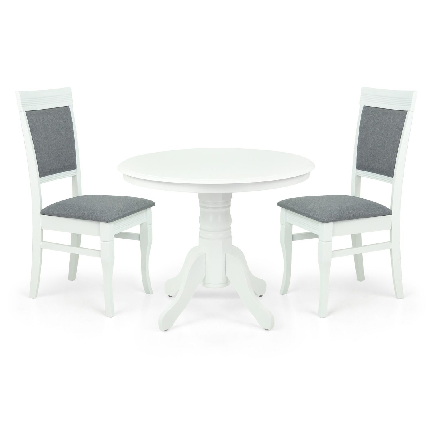 Dining Set: Rolf Table White _ 96.5cm &amp; 2 Rondo Chairs White