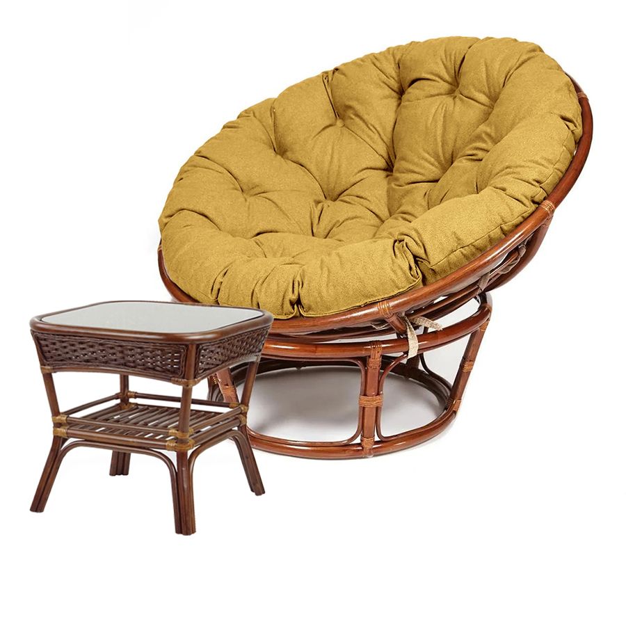Rattan Lounge Set: Papasan Chair 23/01 &amp; Square Alexa Table