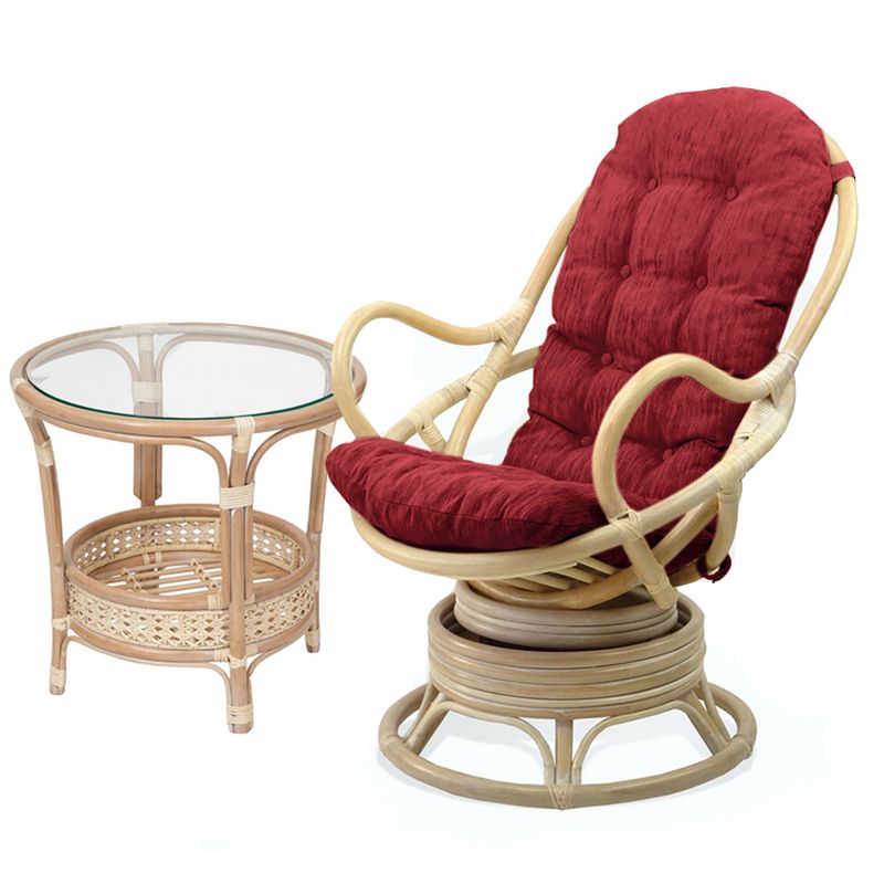 Premium Rattan Lounge Set: 2 Armchairs &amp; Side Table