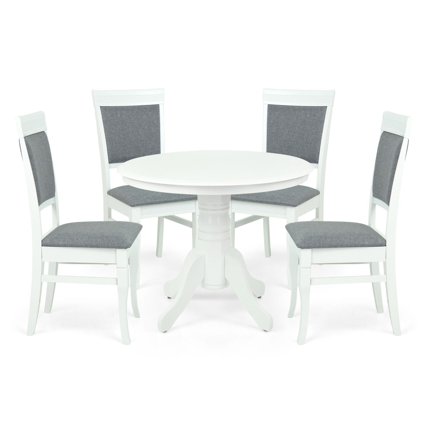 Dining Set: Rolf Table White _ 96.5cm &amp; 4 Rondo Chairs White