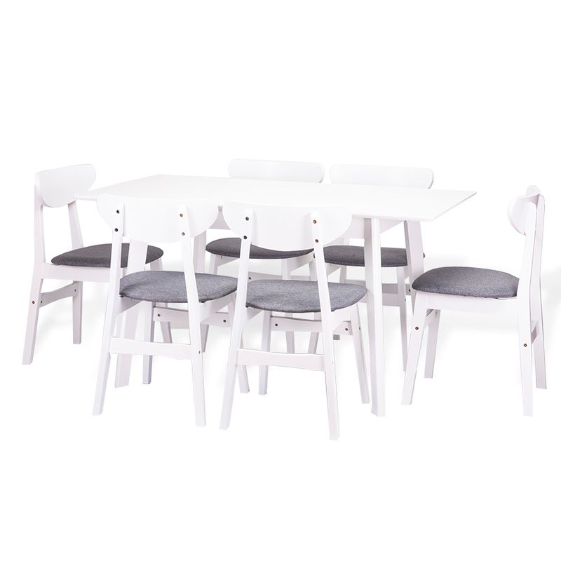 Dining Set: Edison Extendable Table White & 6 Yumiko Chairs Dining Set: Edison Extendable Table White & 6 Yumiko Chairs