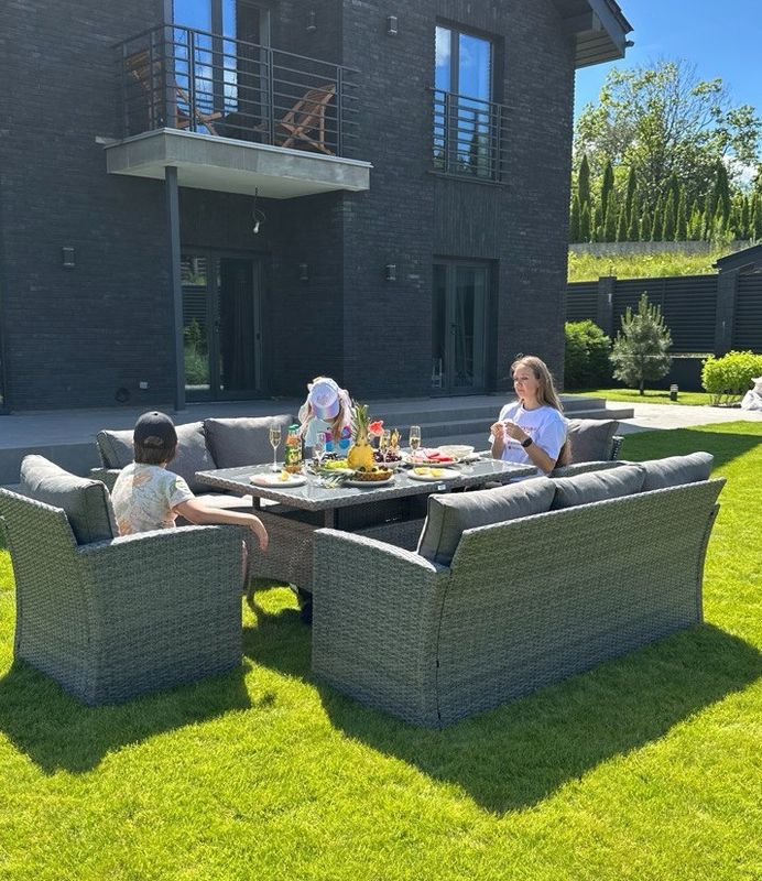 Premium Garden Lounge Set Zoya Max Grey – 2 Sofas, 2 Armchairs, Table