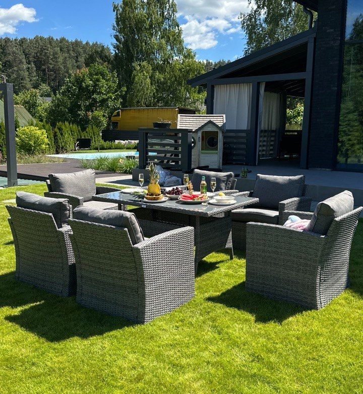 Premium Rattan Lounge-Set Zoya Max Grey - 6 Chairs