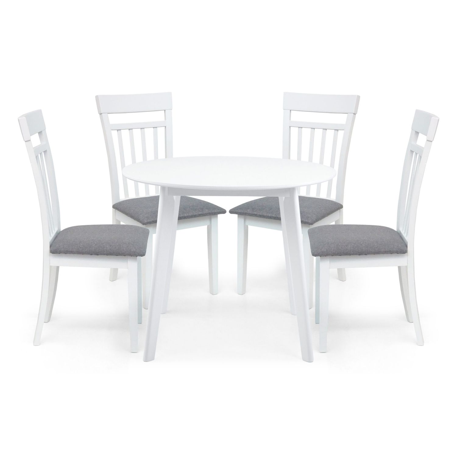 Dining Set: Randy White Table _ 90cm &amp; 4 Warm White Chairs