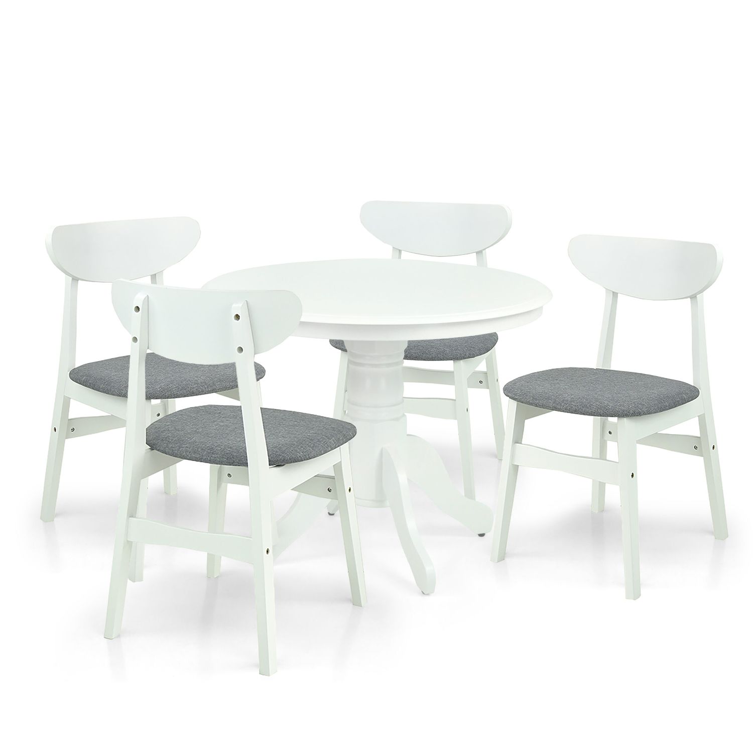 Dining Set: Rolf White Table _ 96.5cm &amp; 4 Yumiko White Chairs