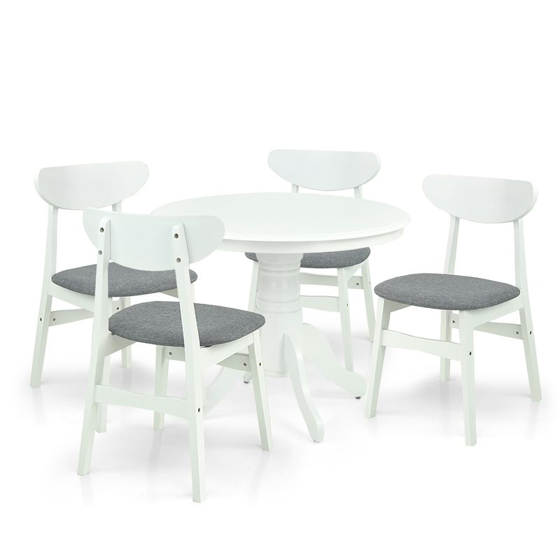 Dining Set: Rolf White Table _ 96.5cm & 4 Yumiko White Chairs Dining Set: Rolf White Table _ 96.5cm & 4 Yumiko White Chairs