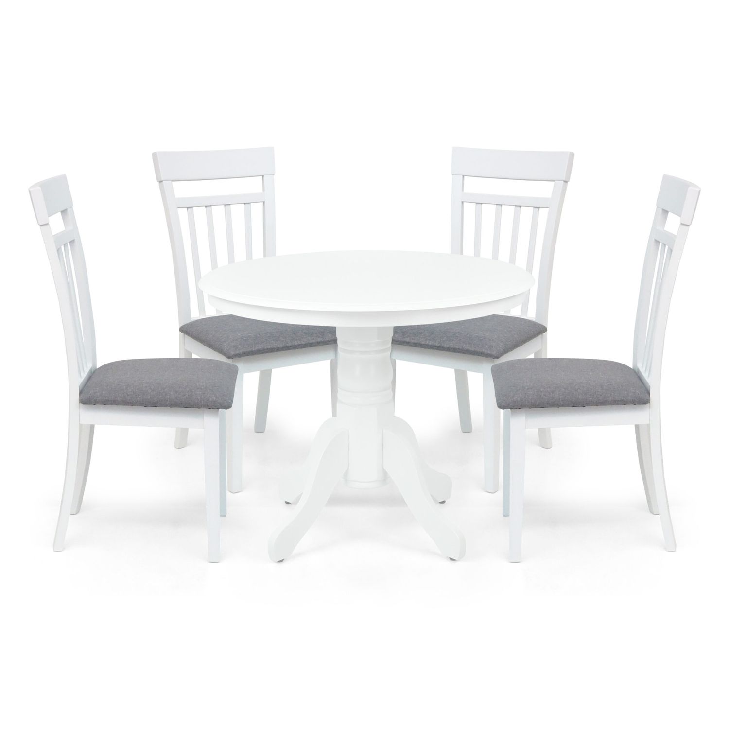Dining Set: Rolf Table White _ 96.5cm &amp; 4 Warm Chairs White