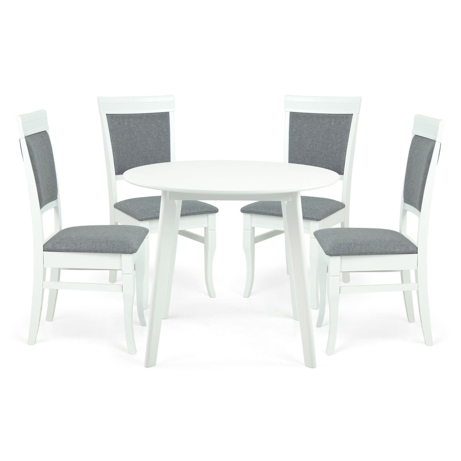 Dining Set: Randy Table White _ 90cm &amp; 4 Rondo Chairs White