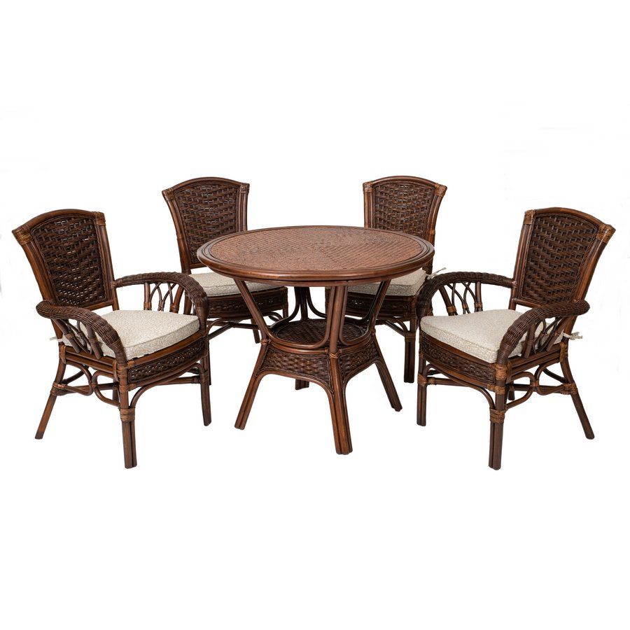 ALEXA Dining Set: Table + 2 Armless Chairs + 2 Armchairs