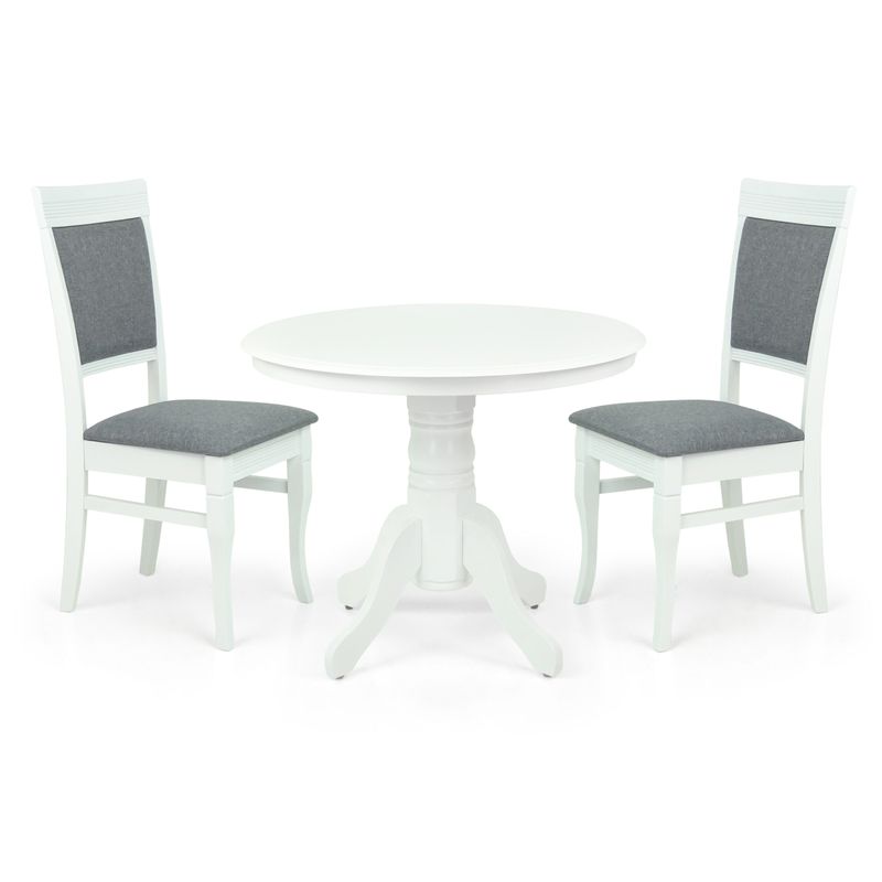 Essgruppe: Rolf Tisch Weiß Ø 96.5cm &amp; 2 Rondo Stühle Weiß