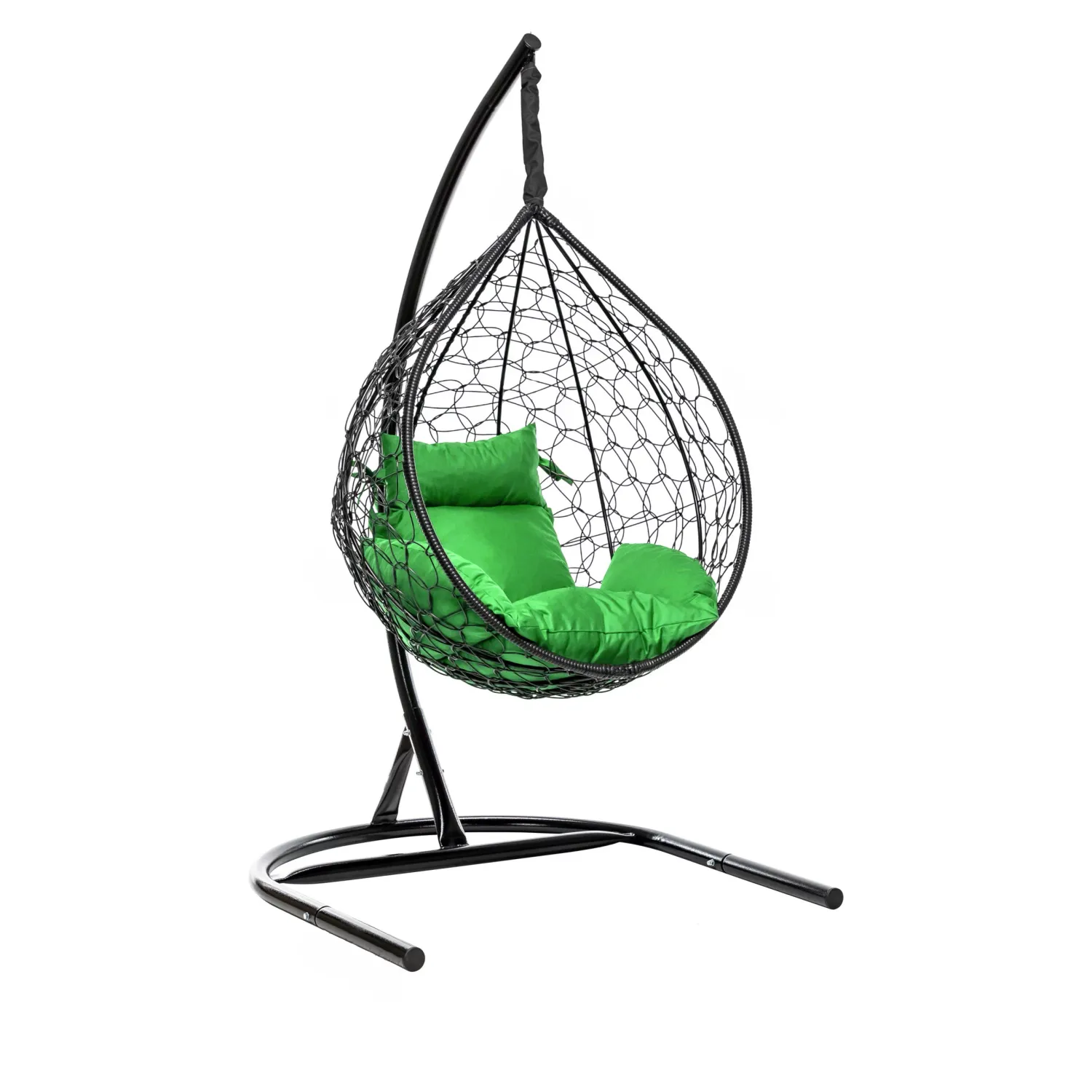 Premium Hanging Egg Chair Black with Lime Green Cushion
