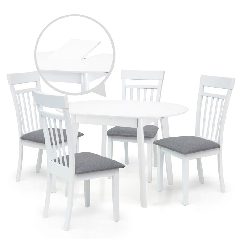Ellis Dining Set | Extendable Table &amp; 4 Warm Chairs