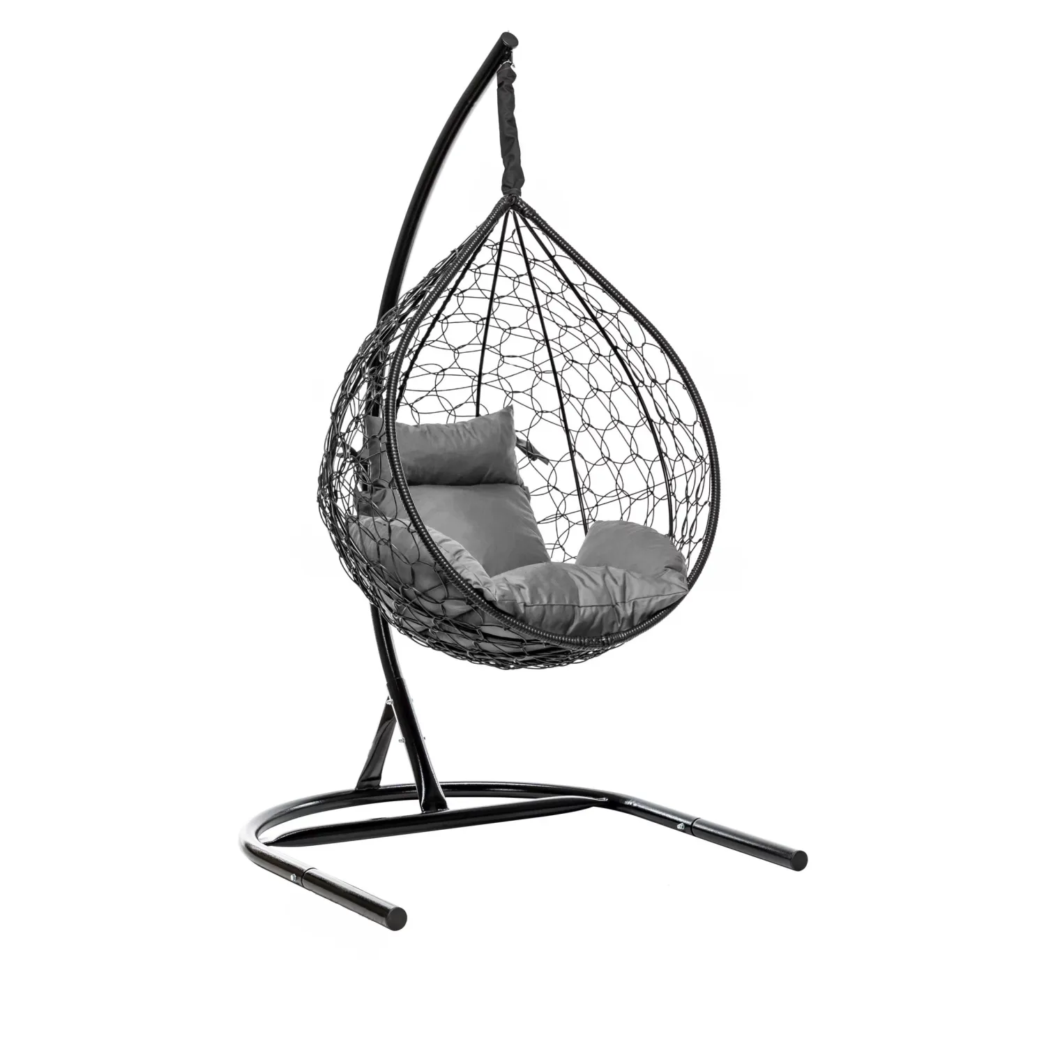 Hanging Egg Chair Black with Grey Cushion (Premium Lounge)