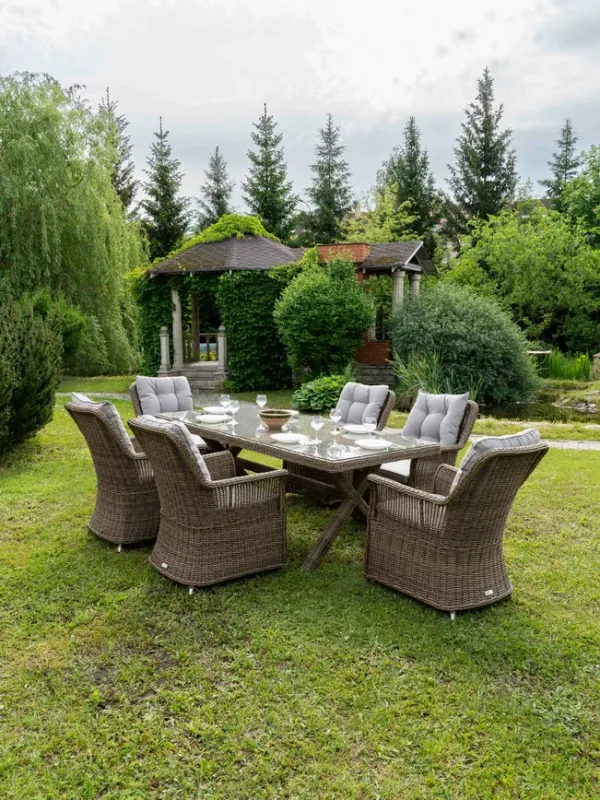Premium Rattan Dining Set Viktor - Table &amp; 6 Armchairs