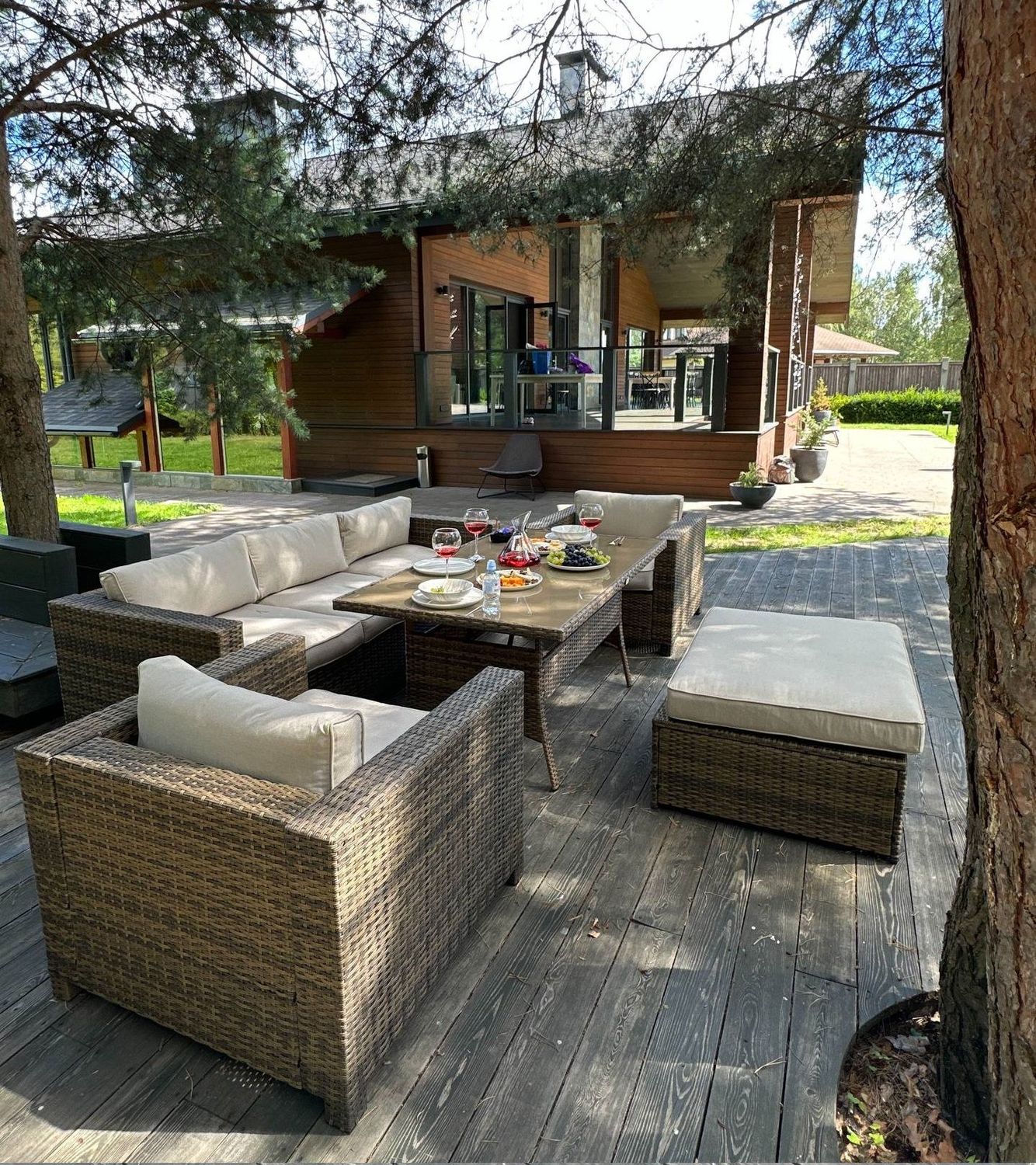 Karl Max Dining Set + Ottoman (Rattan Lounge Set)