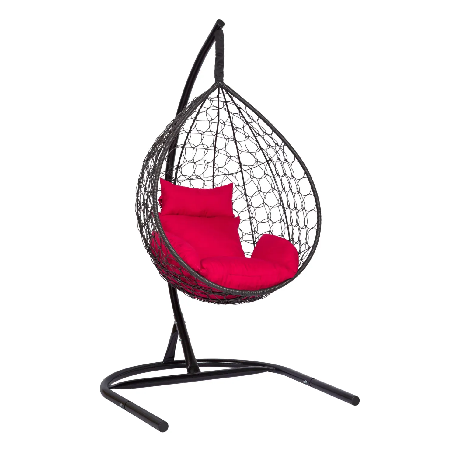 Hanging Egg Chair Black with Red Cushion