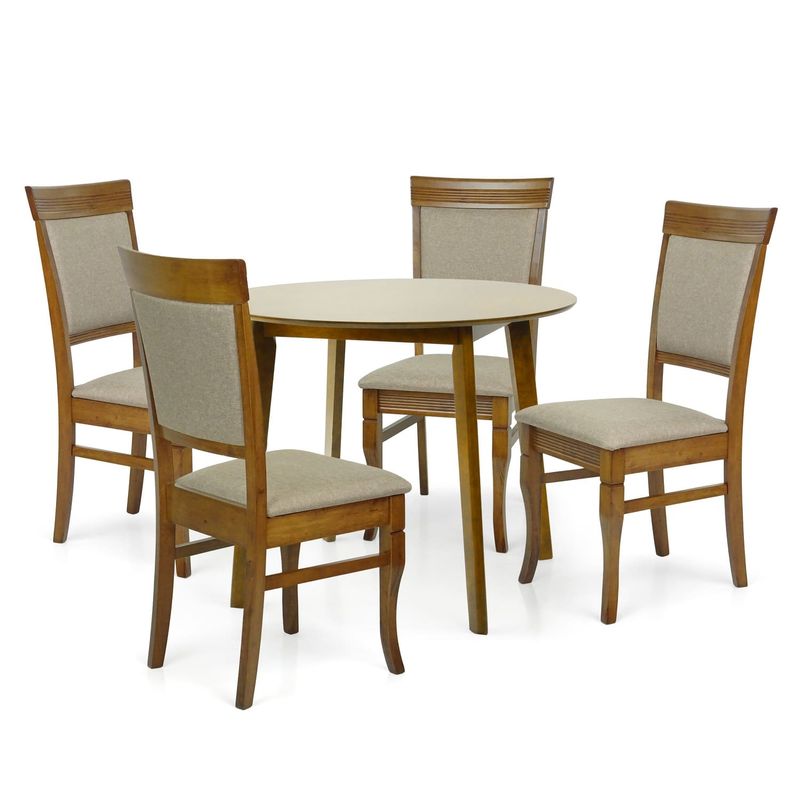 Randy Dining Set Brown &amp; 4 Rondo Brown Chairs