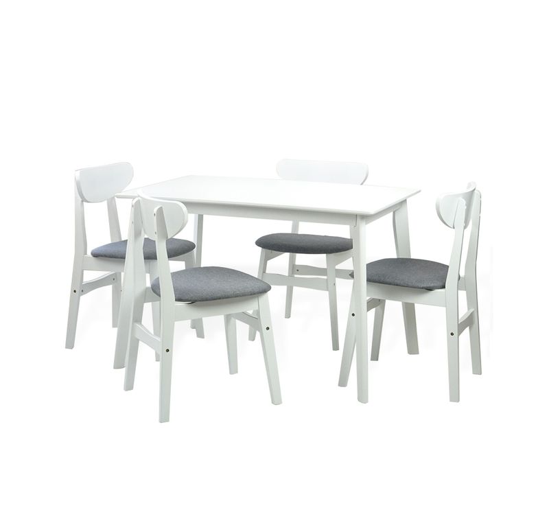 Palmer Dining Set White | Table &amp; 4 Yumiko Chairs