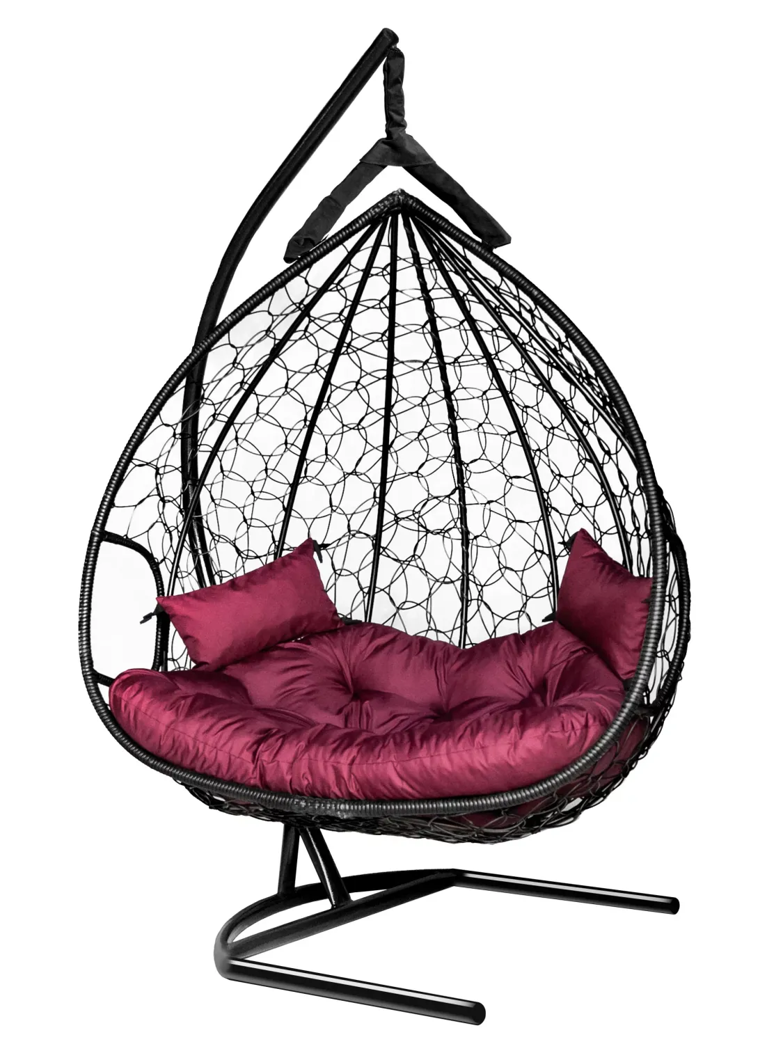 Hanging Egg Chair Dublin AT - Black with Burgundy Cushion